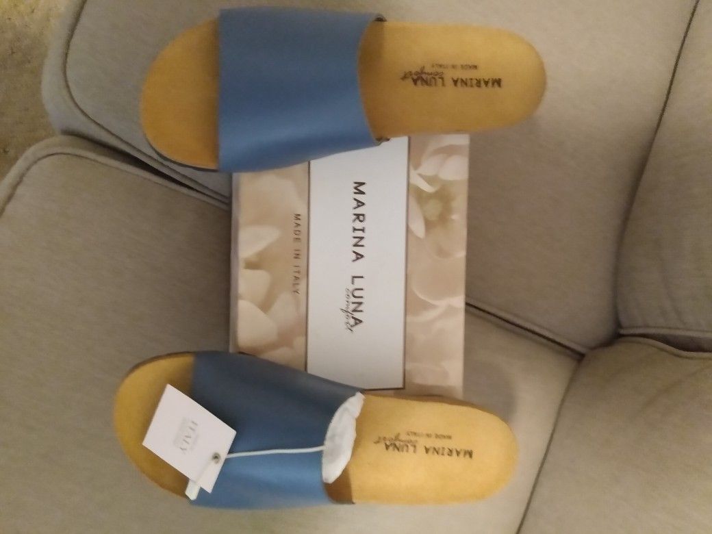 Marina Luna leather wedge sandal style shoes 