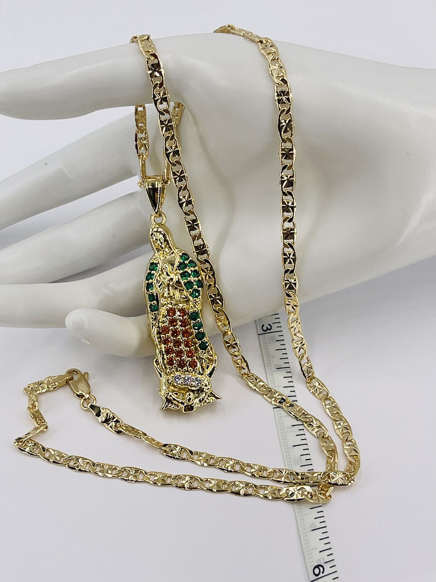 Virgen Maria ZC Collar Baño De Oro Italiano 18k/Necklace Italian Gold Plated 18k