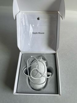 Apple USB Mouse White Wired Tested Working w/ Original Box & Manual