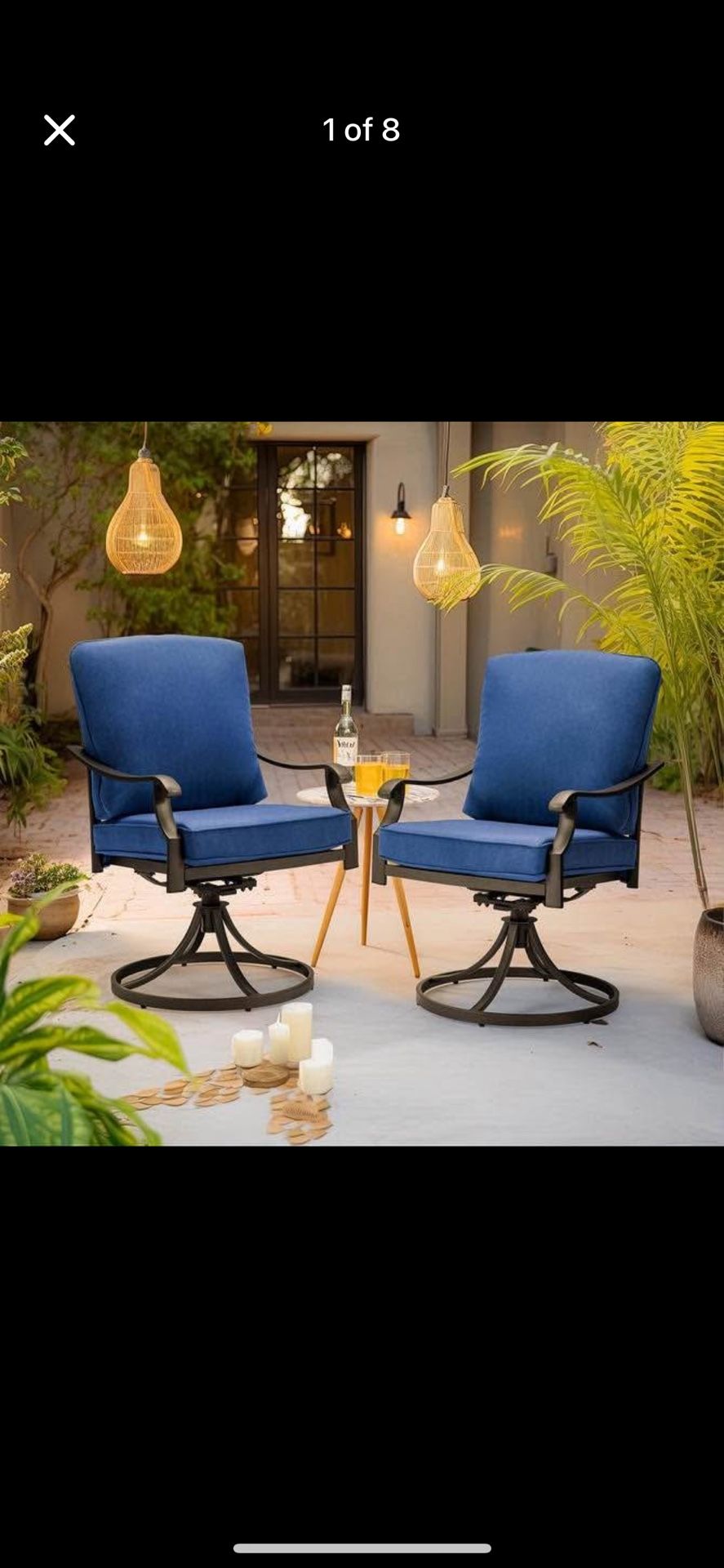NEW - Patio Swivel Chair Set of 2, Heavy Duty Outdoor Dining Chairs with Thickened Cushions