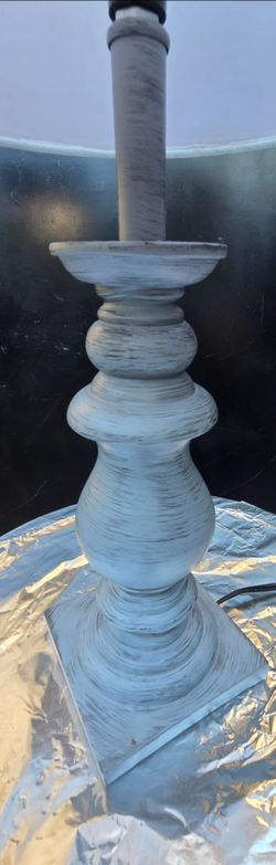 Distressed White Wood Table Lamp