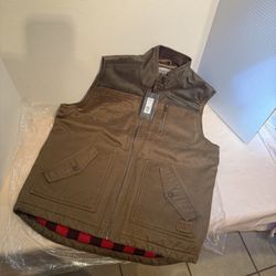 Legendary Whitetails “Tough As Buck” Men’s Canvas Vest – Size Medium – Brown/Red Plaid Lining