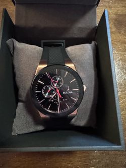 Bulova Black Dial Rose Gold Tone