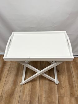 White Wood Folding Butler Tray Table