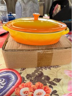 Two Mini Orange Glazed Lidded Pot