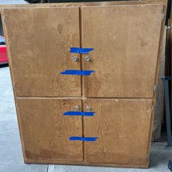Free Wood Cabinet And IKEA Shelf
