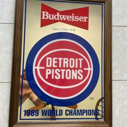 Detroit Pistons 1989 Budweiser championship mirror. Great condition.