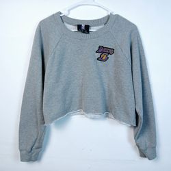 Womens Lakers Crop Top Sweatshirt