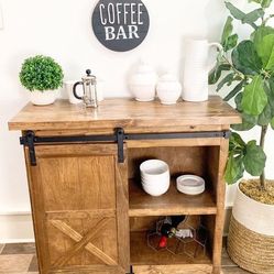 Custom built Wine Rack Cabinet Sideboard Buffet Coffee Hutch Hand Built Hutch Farmhouse farm house Carpenter Floating shelf faux Beam 