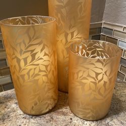 Set Of 3 Glass Candle Holders