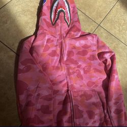 Pink bape hoodie ABC camo shark