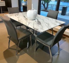 Marble Top Dining Table with 4 Chairs