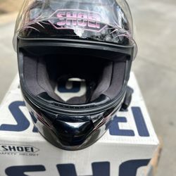 Shoei Full-Face Helmet (pink hibiscus design, with comm unit)