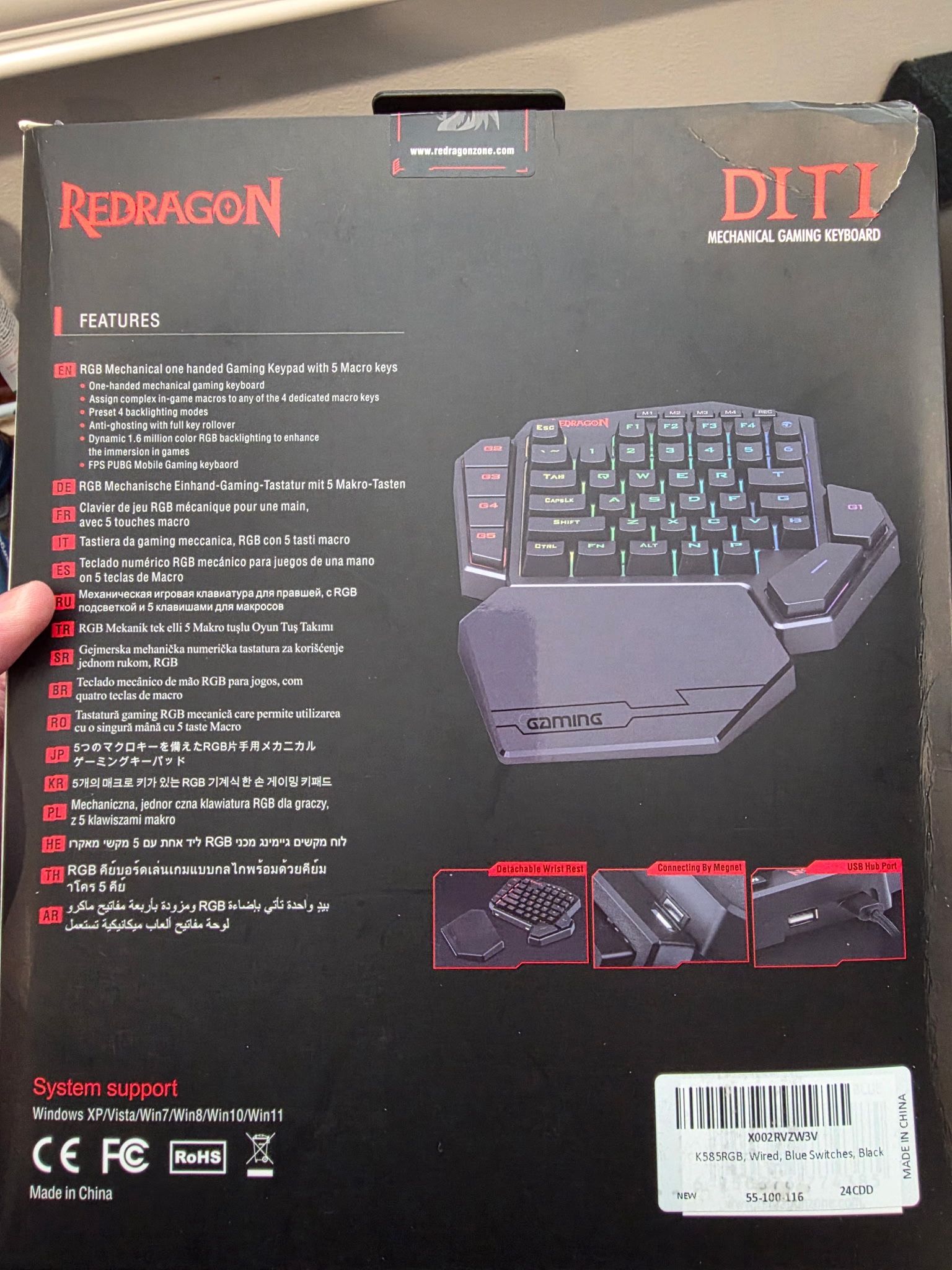 Redragon K585 DITI One Handed Mechanical Gaming Keyboard