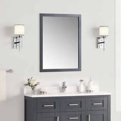 Brand New Bathroom Vanity Mirror Charcoal Gray Ove Decors 28 x 36 Lakeview
