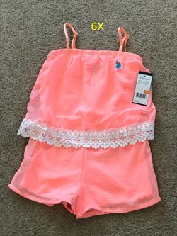New U.S POLO ASSN. Girls Romper Size 6X (Nuevo).