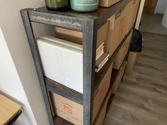 Solid Hard Wood And Steel Rustic Custom  Bookshelf 