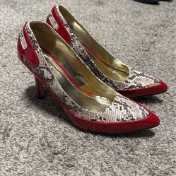 Red Snake Skin Heels