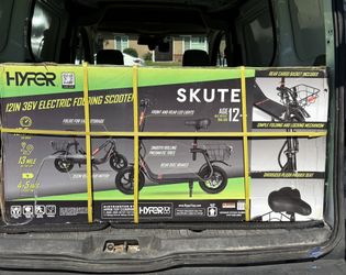 Hyper Commute Seated Electric Scooter with Rear Basket, LED Headlight and Rear Light