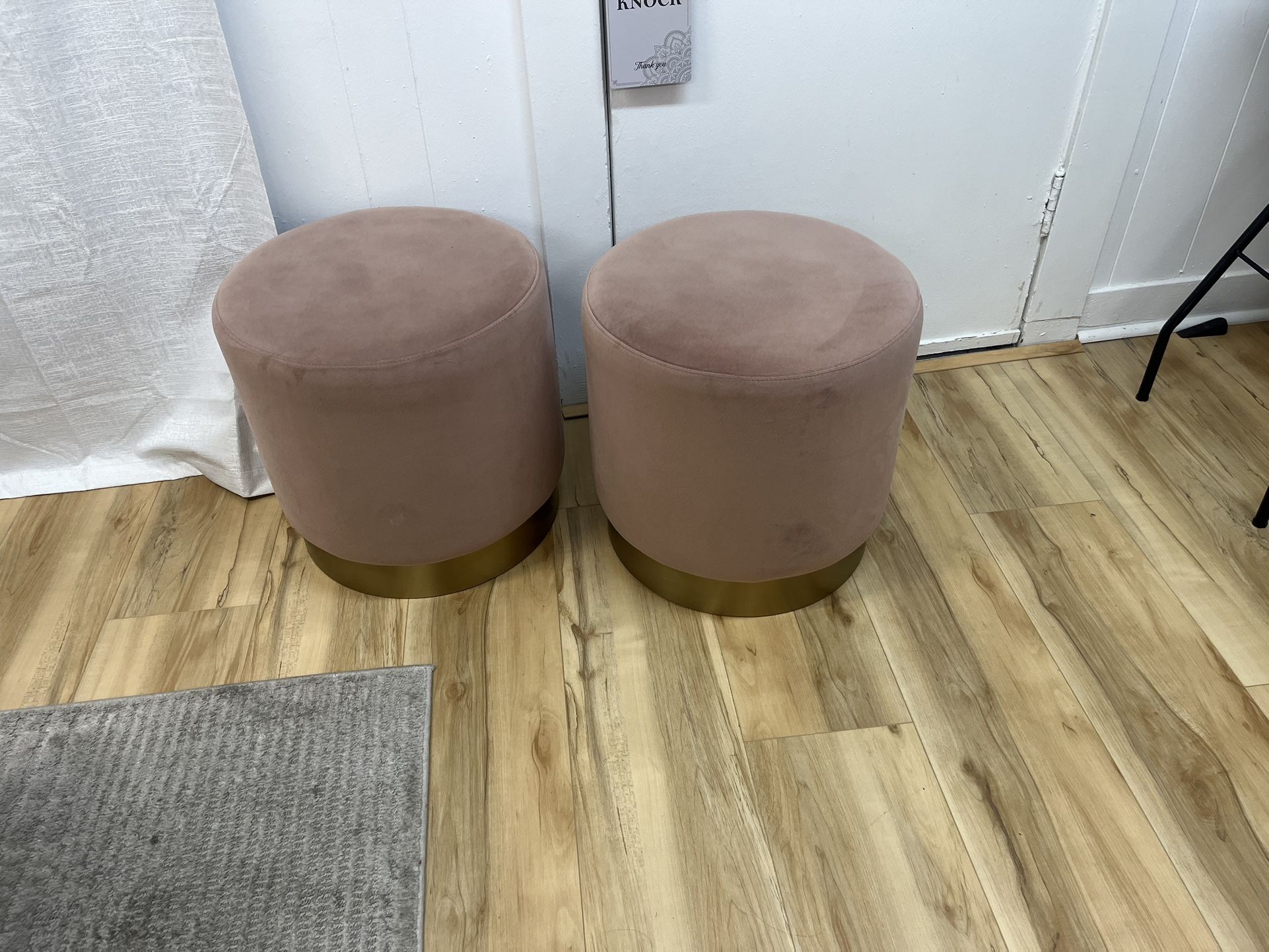 2 Pink Velvet Stools