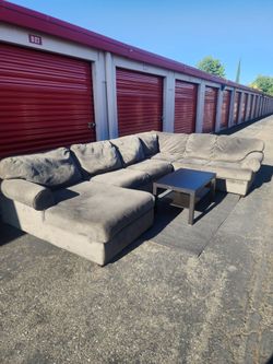 *Free delivery* U Sectional Ashley 3 piece Gray couch suede like Material couch only Comfortable