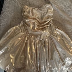 Ashari Metallic Bubble Mini Dress - Gold