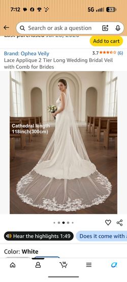 Cathedral wedding veil white