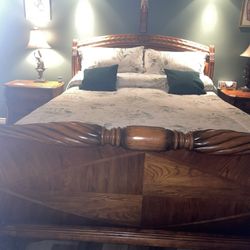 Cal King Size Bed frame/bedding 