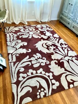 Burgundy Cream Wool Rug 8x5 - $25 obo