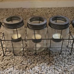 Mason Jar Tea Candle With Carrier 