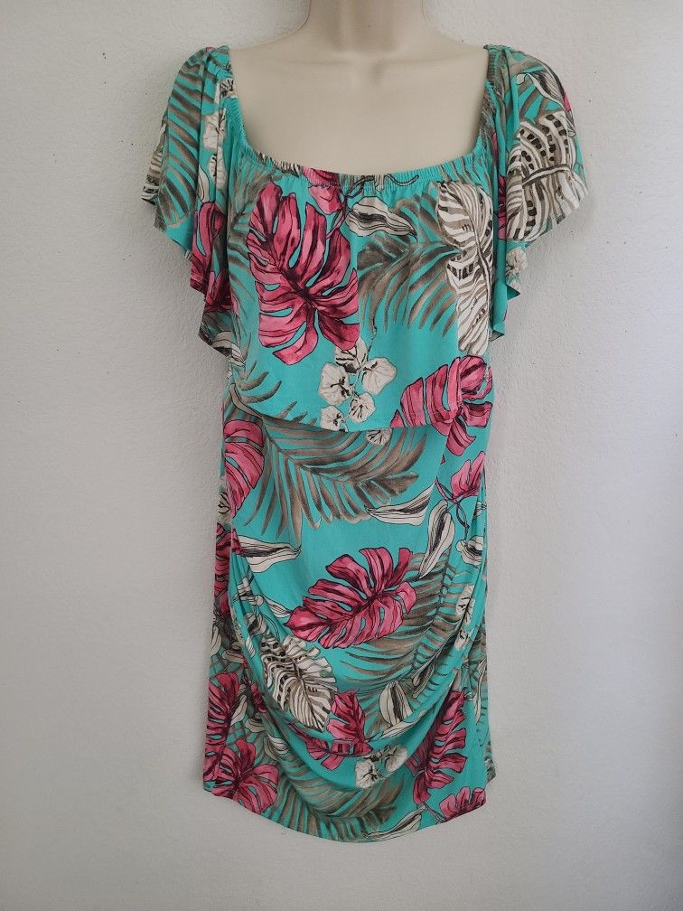 My Bump On/Off Shoulder Tropical Maternity Sundress Tag Says XL, Fits Like M/L