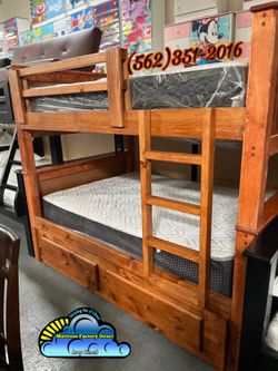 redwood Triple Solid Wood Bunk Bed Full Size Litera 