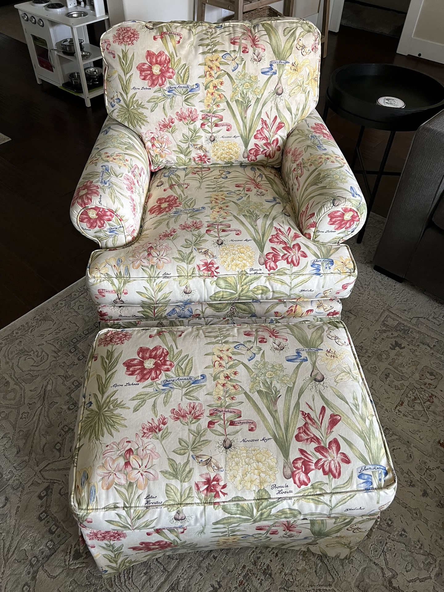 Miles Talbott Upholstered Swivel Chair And Ottoman 