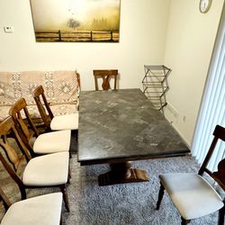 Dining Table With 6 Chairs-Marble