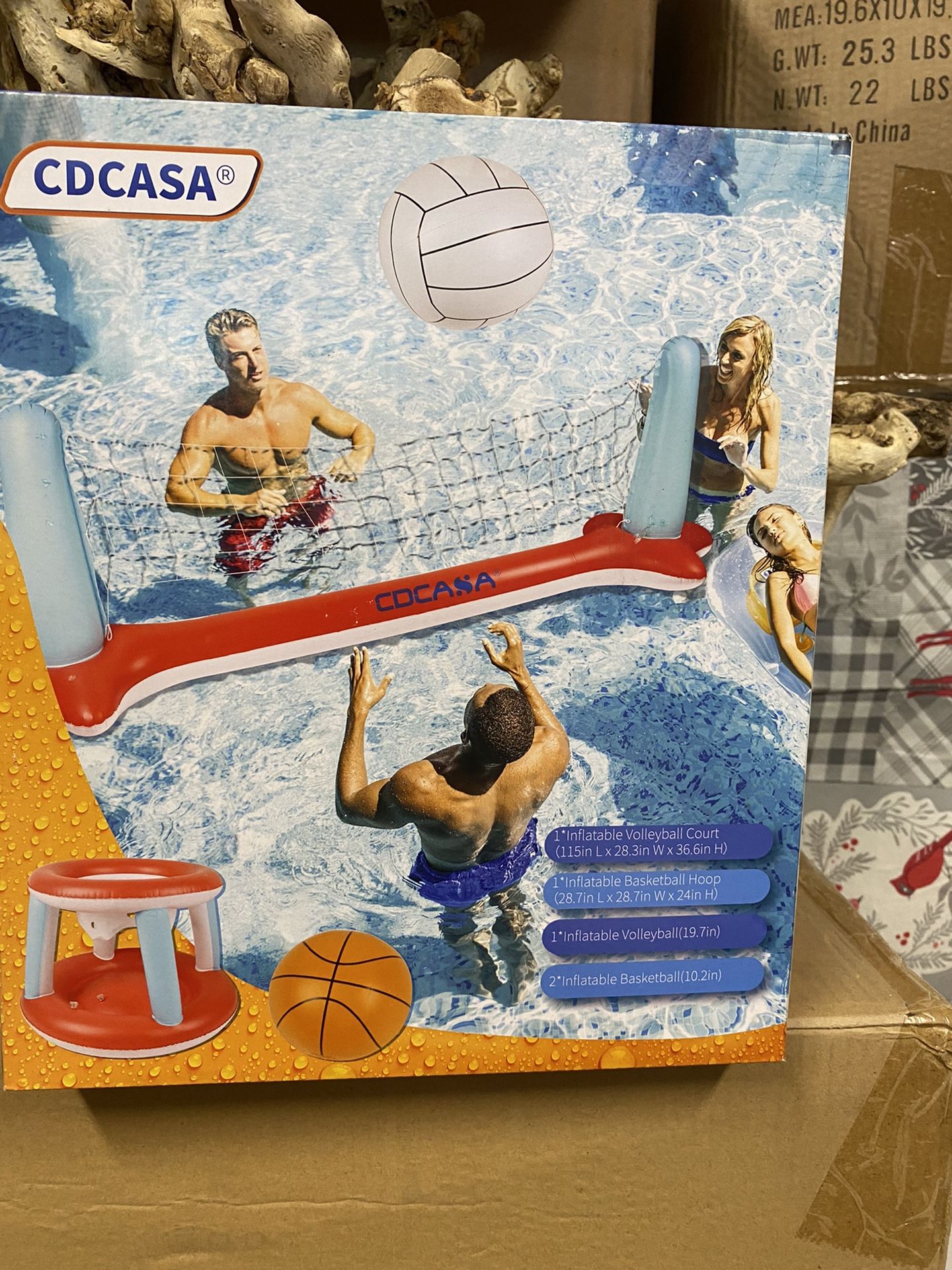 Inflatable volleyball court and basketball pool toys