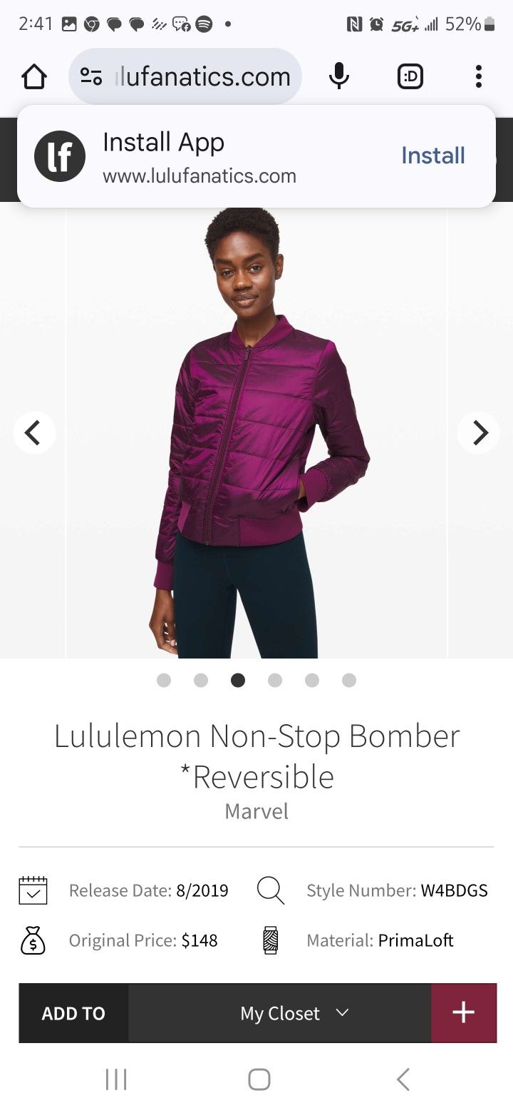 Lululemon Reversible Bomber Jacket