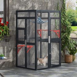 Catio Outdoor, Black Cat Enclosure, Outdoor Cat House Window Access,  NEW 
