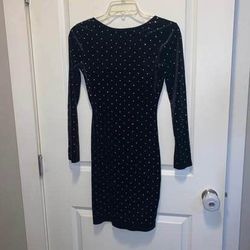 H&M Studded Rhinestone Long Sleeves Short Bodycon Dress Size XSmall must pick up