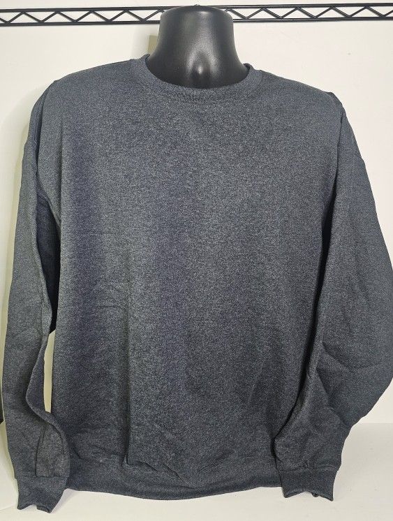 Athletic Works Black Heather Fleece Crew Sweatshirt Mens XL(46-48) 