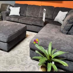 Dark Slate Casual L Shaped Cozy Sofa Sectional Chaise💥 Brand New✅  Delivery available✅ Financing Options👍