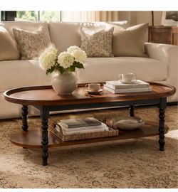 Oval Two-Tier Wood Coffee Table