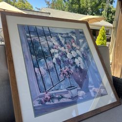 Allayn Steven’s (20th Century) “Vase of Flowers Scene” Print - Framed
