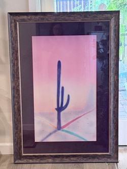 “Prism Cactus” Saguaro D G Smith 1983 XL framed Lithograph Wall Art Picture
