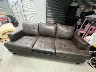 Dark Brown Leather 3-Seat Sofa Bed