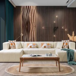 Ivory Double Chase Sectional 45% OFF