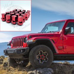 20pc OEM RED LUGNUTS FOR JEEP WRANGLER JL GLADIATOR AND GRAND CHEROKEE 