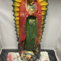 Vintage Statue Of Our Lady Of Guadalupe W/lights