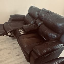 Brown Leather 2 Seater Couch