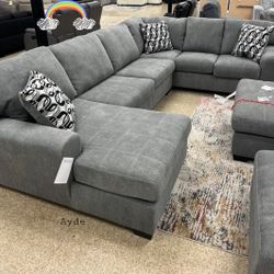 AP🎉 Gray Huge Sectional Couch With Chaise// Financing & Delivery 