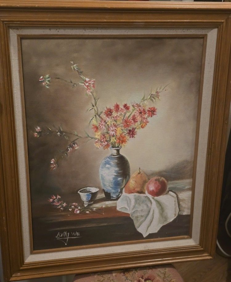 Original Acrylic On Canvas By Billy Woo 21"x 25" Framed